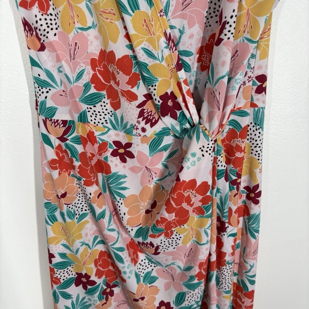 BCBGeneration Women S Tropical Colorful 2D Floral Surplice Mini Dress NWT - Picture 5 of 14